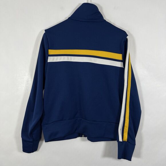 Vintage Speedo Full Zip Track Jacket Womens Size Medium Blue Yellow Striped EUC - Picture 10 of 12